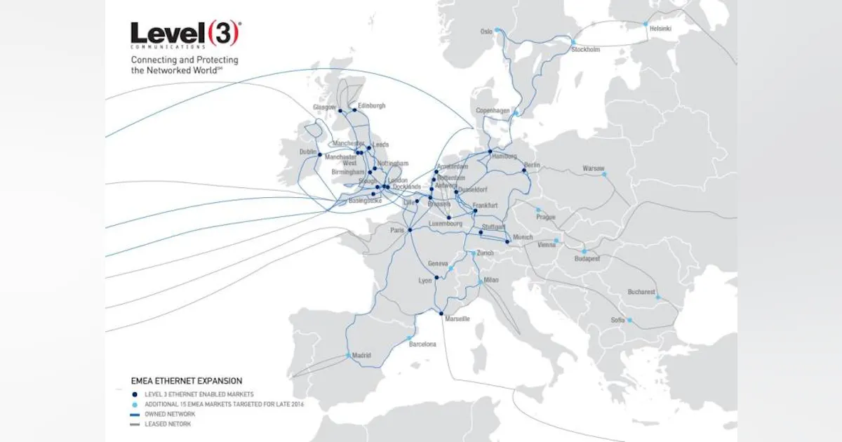 Level 3 brings MEF 2.0 Carrier Ethernet services to Europe | Lightwave ...