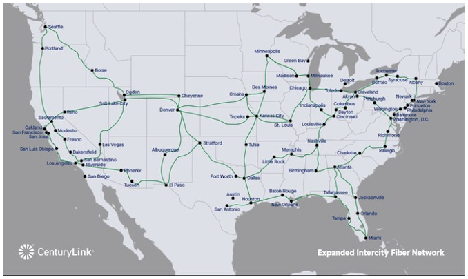 CenturyLink&apos;s expanded fiber network connects more than 50 locations in the U.S.