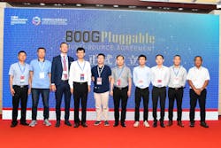 Company representatives line up at the 800G Pluggable MSA Launch Event at CIOE. Company representatives line up at the 800G Pluggable MSA Launch Event at CIOE.
