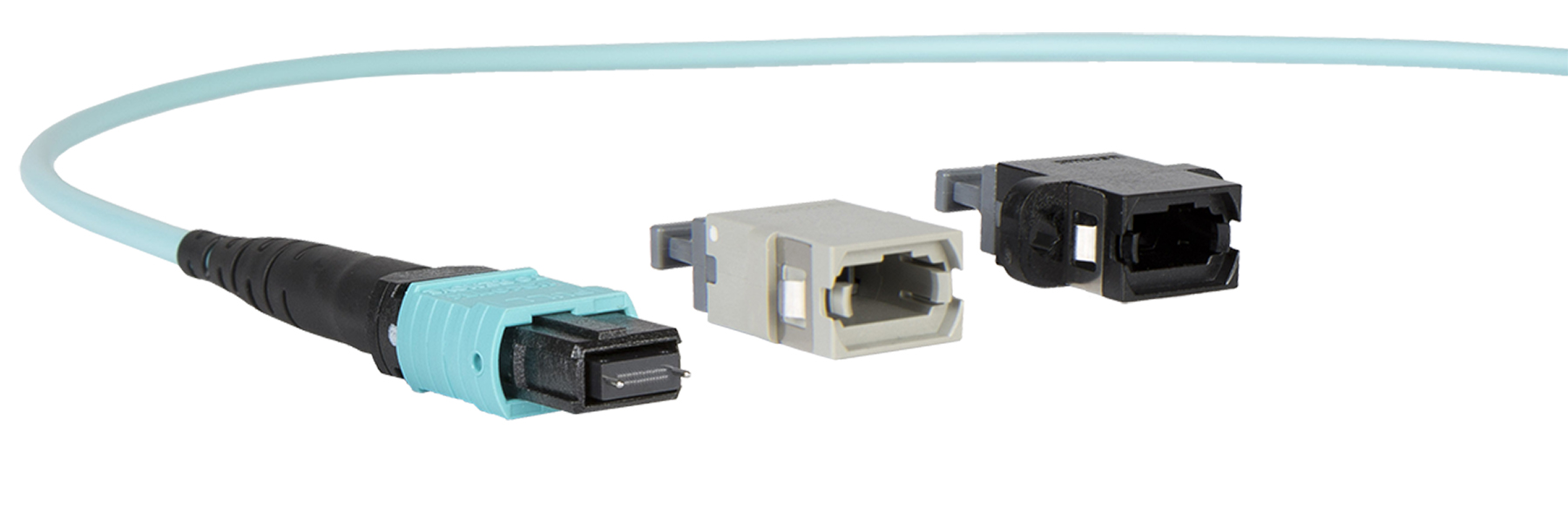 MTP-16&trade; connector with aligned key and opposed key adapters