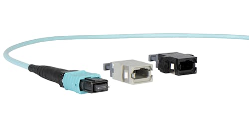 MTP-16&trade; connector with aligned key and opposed key adapters