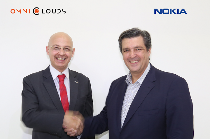 Amr A Eid, CEO and board member, OmniClouds (left); and Roque Lozano, vice president of IP & Optics for Middle East and Africa, Nokia (right).