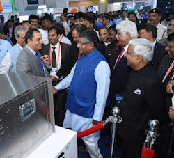 There were smiles all around during the unveiling of the Tejas Networks TJ1600S/I disaggregated packet-optical switch at India Mobile Congress 2019.