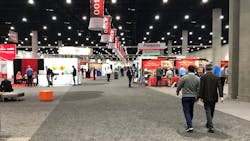 A corner of the OFC 2020 show floor at 2:15 PM PDT on March 10. A corner of the OFC 2020 show floor at 2:15 PM PDT on March 10.