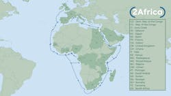 The 2Africa route map. The 2Africa route map.