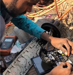 Optical network installation work in India. Optical network installation work in India.