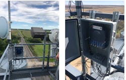 Fiber management system installed on top of a grain elevator. Fiber management system installed on top of a grain elevator.