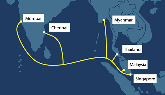The MIST Cable System will run from India to Singapore.