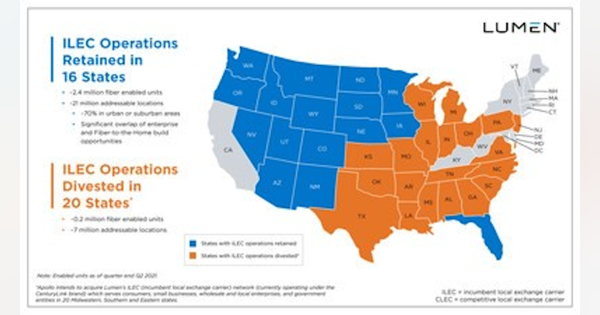 Lumen To Sell Centurylink Ilecs In 20 States To Apollo Funds Lightwave 2022 Review Centurylink