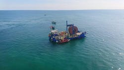 Installation of the HAVSIL submarine cable should be nearing completion. This picture was taken just outside Hanstholm, Denmark. Installation of the HAVSIL submarine cable should be nearing completion. This picture was taken just outside Hanstholm, Denmark.