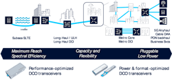 Figure 2. Coherent DCO transceivers are available in a family of options to optimize for a wide range of network use cases, from the network core to the edge. Figure 2. Coherent DCO transceivers are available in a family of options to optimize for a wide range of network use cases, from the network core to the edge.