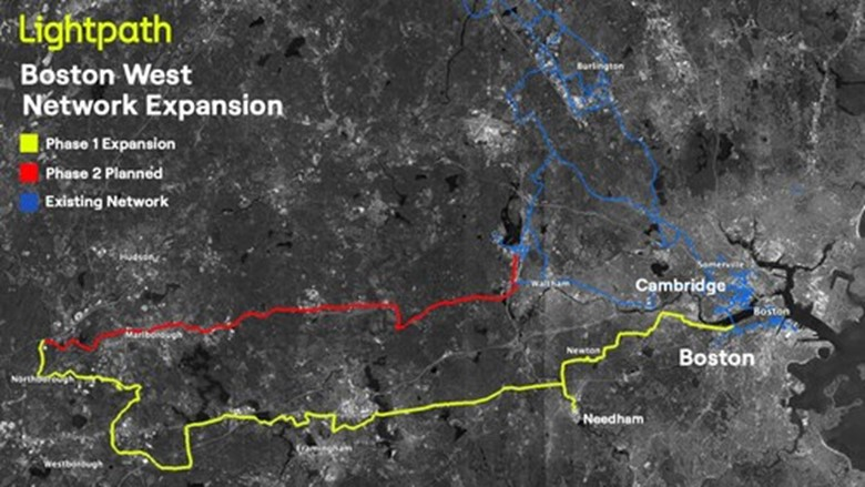 Lightpath's Boston West Network expansion project plans.