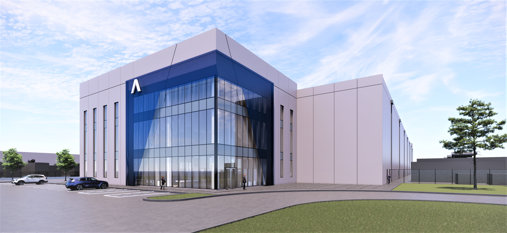 An artist's rendering of the new hyperscale data center on Aligned Data Center's Chicagoland campus.
