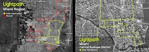 Lightpath expects to have 55 miles of fiber in Miami's Central Business District (yellow in the map on the right) available to customers by this January.
