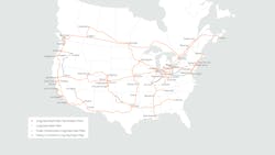 Map of Zayo's long-haul dark fiber routes across North America as of the fourth quarter of this year. Map of Zayo's long-haul dark fiber routes across North America as of the fourth quarter of this year.