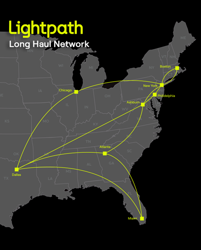 Lightpath is now offering services up to 100 Gbps over its enhanced long-haul network.
