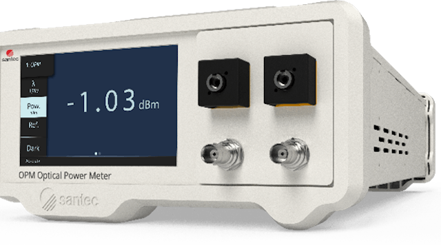 Santec&apos;s OPM-200 bench-top power meter features a dynamic range of +8 dBm to -80 dBm and is suitable for both laboratory and production environments.