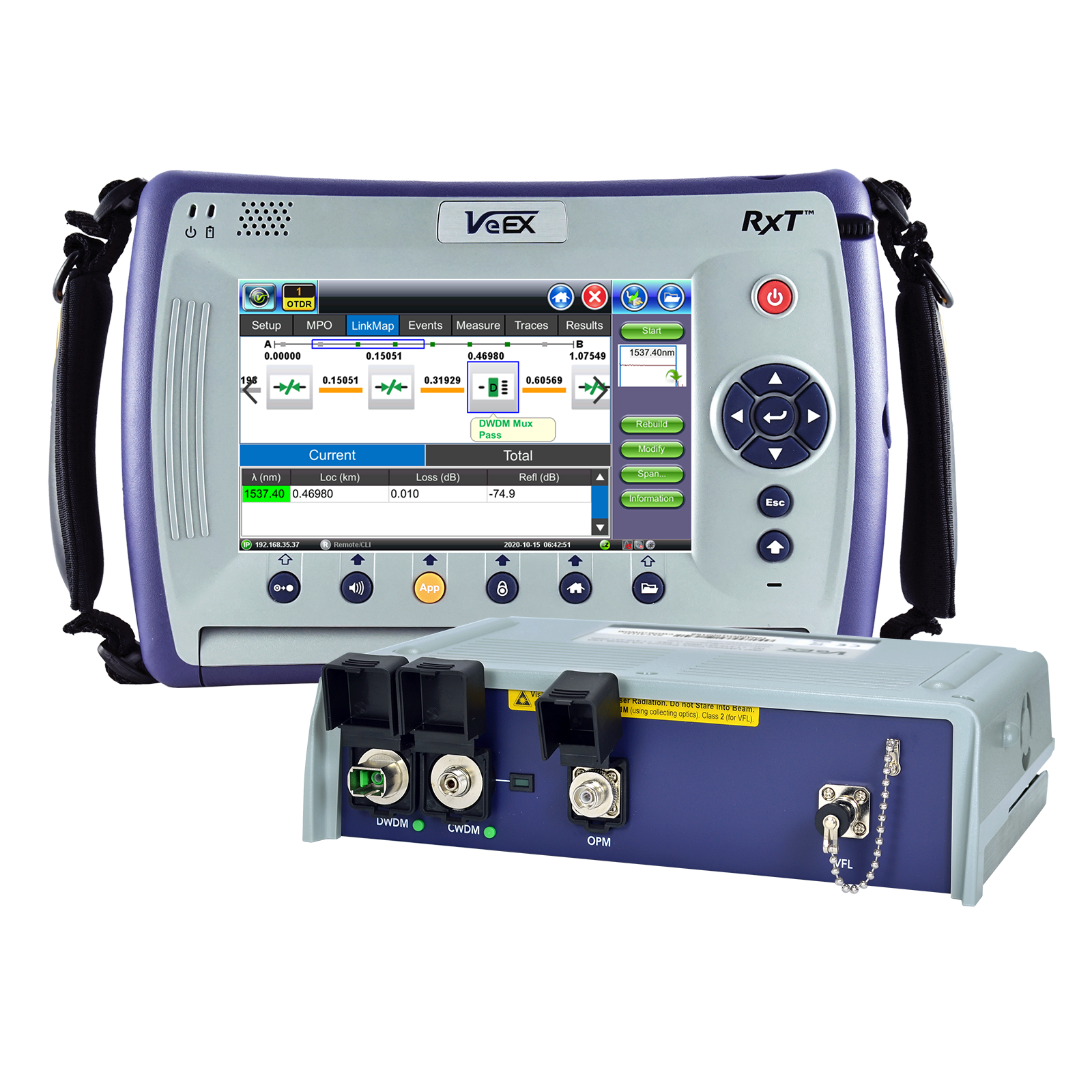 The RXT-4113+ is a combination DWDM + Legacy (CWDM) optical time domain reflectometer (OTDR) module for the company&rsquo;s RXT-1200 platform.