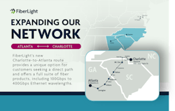 FiberLight has opened what it touts as a more direct route between Charlotte and Atlanta than existing alternatives.