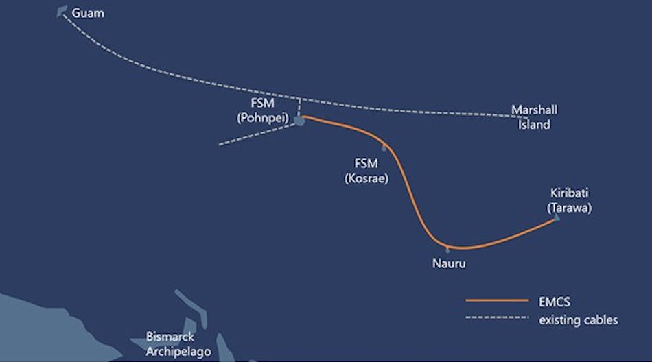 The planned route of East Micronesia Cable System, for which NEC Corp. has received a contract.