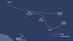 The planned route of East Micronesia Cable System, for which NEC Corp. has received a contract. The planned route of East Micronesia Cable System, for which NEC Corp. has received a contract.