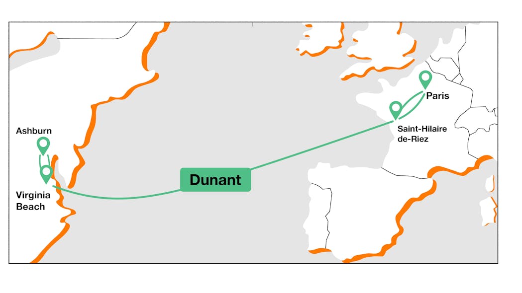 Orange&apos;s 6,600 km Dunant network.
