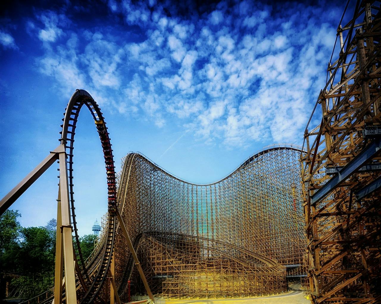 Roller coaster at King's Island amusement park in Mason, Ohio.