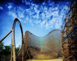 Roller coaster at King's Island amusement park in Mason, Ohio. Roller coaster at King's Island amusement park in Mason, Ohio.