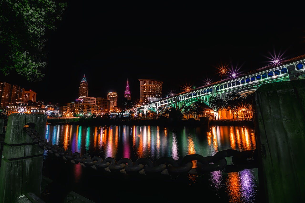 Cleveland, Ohio - Cityscape, Night