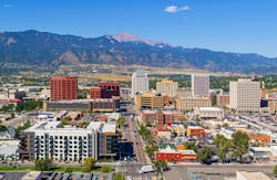 Aerial view of downtown Colorado Springs. Aerial view of downtown Colorado Springs.