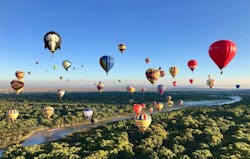 A photo from the Albuquerque Balloon Fiesta, a hot air balloon festival.