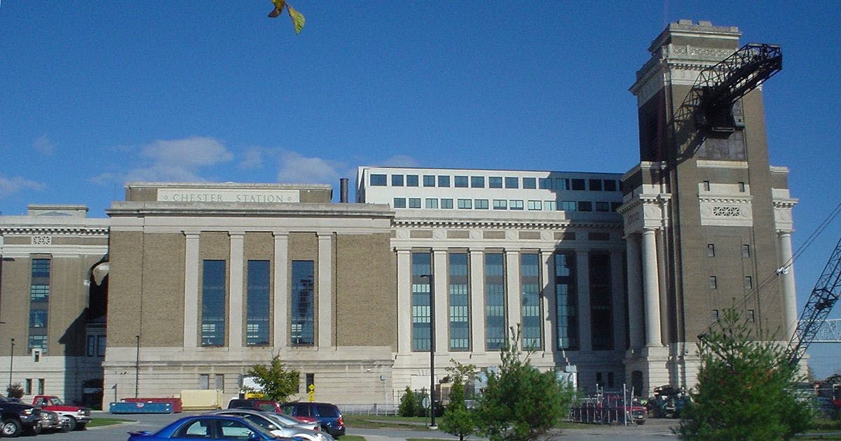 Chester Waterside Station of the Philadelphia Electric Company; electrical power plant in Chester, southeastern Pennsylvania.