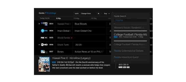 Comcast X1 Sports Guide View