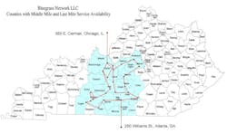 Bluegrass Network's central Kentucky optical network. Bluegrass Network's central Kentucky optical network.