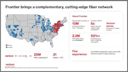 Frontier will complement Verizon's Northeast Fios fiber broadband footprint and customer base. Frontier will complement Verizon's Northeast Fios fiber broadband footprint and customer base.