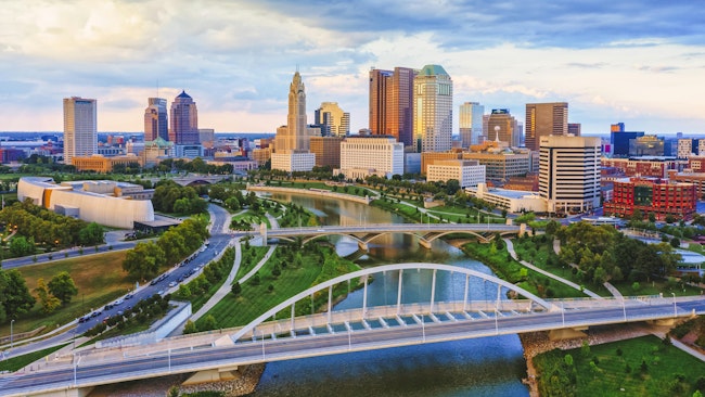 The skyline of Columbus, Ohio, as seen from the southwest.