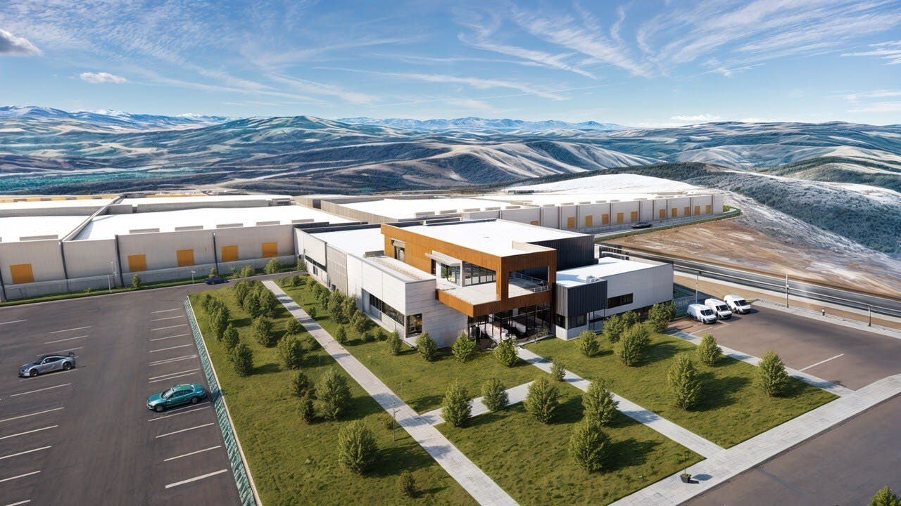 Rendering of Prometheus Hyperscale flagship Data Center in Evanston, Wyoming.