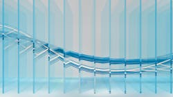 Abstract background of wavy wires passing through an array of thin glass plates. Abstract background of wavy wires passing through an array of thin glass plates.