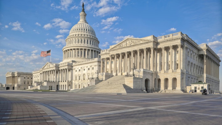 The east side of the US Capitol with the Senate Chamber in the foreground