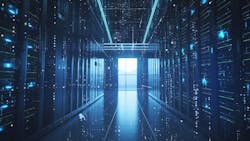 The hallway of a data center. The hallway of a data center.