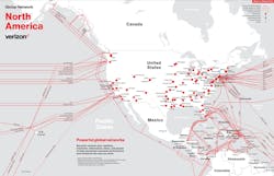 Verizon's North American long-haul fiber network. Verizon's North American long-haul fiber network.