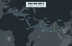 SEA-ME-WE 6 will run from Europe to Singapore with several stops in between. SEA-ME-WE 6 will run from Europe to Singapore with several stops in between.
