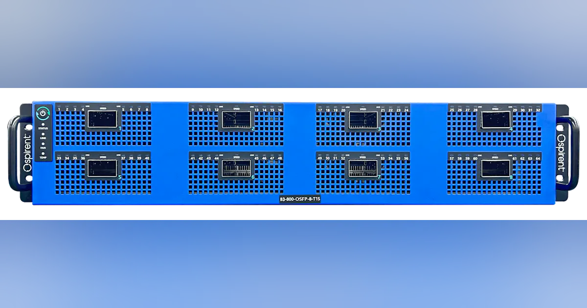 Spirent Rack Spirent: B3 800G 8-Port Appliances | Lightwave Online