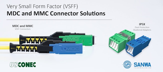 VSFF MDC and MMC Connectors and Shuttered Adapters.