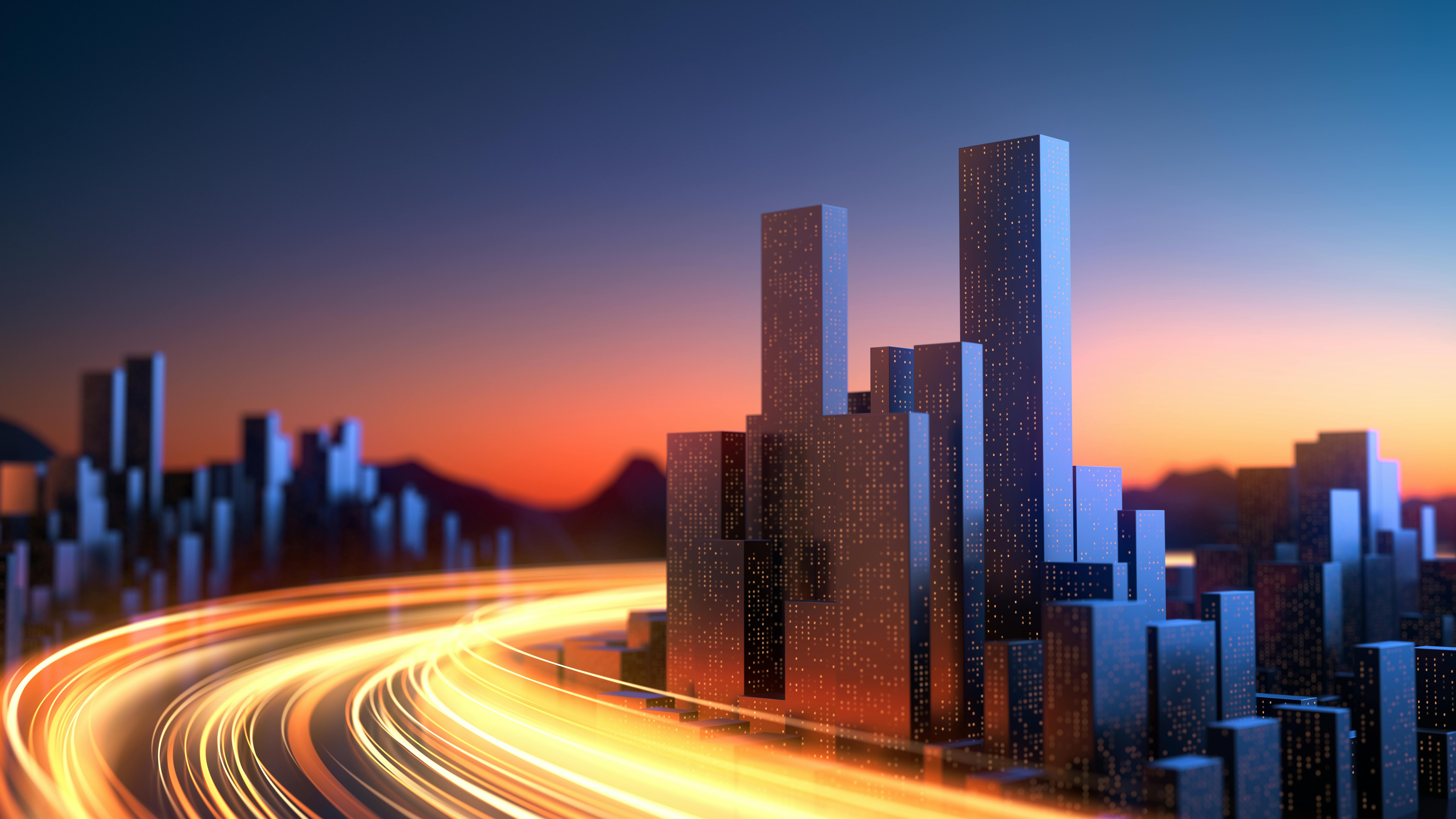 An abstract city with fiber