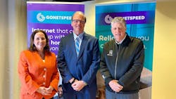 Richard Clark, GoNetspeed President and CEO, Rhode Island Governor Dan McKee, Rhode Island Secretary of Commerce Liz Tanner. Richard Clark, GoNetspeed President and CEO, Rhode Island Governor Dan McKee, Rhode Island Secretary of Commerce Liz Tanner.