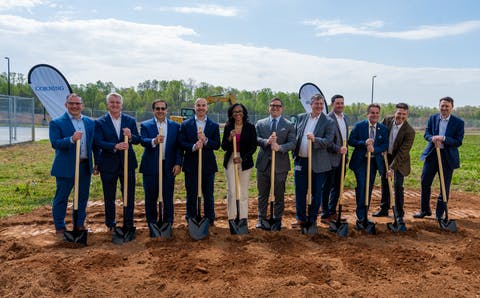 Leaders from Corning, Meta, and North Carolina state and local government break ground for Corning's new cable manufacturing facility in Hickory, NC.