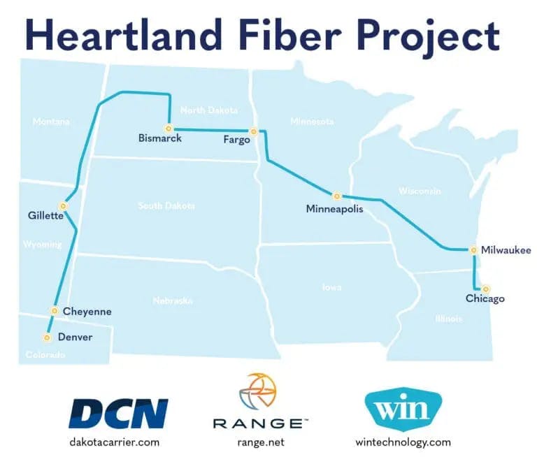 The Heartland Fiber Project will span seven states &ndash; Colorado, Wyoming, Montana, North Dakota, Minnesota, Wisconsin, and Illinois.