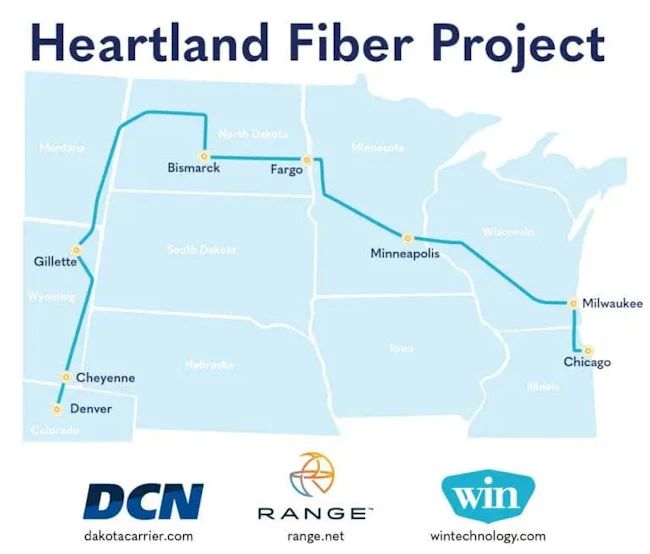 The Heartland Fiber Project will span seven states &ndash; Colorado, Wyoming, Montana, North Dakota, Minnesota, Wisconsin, and Illinois.