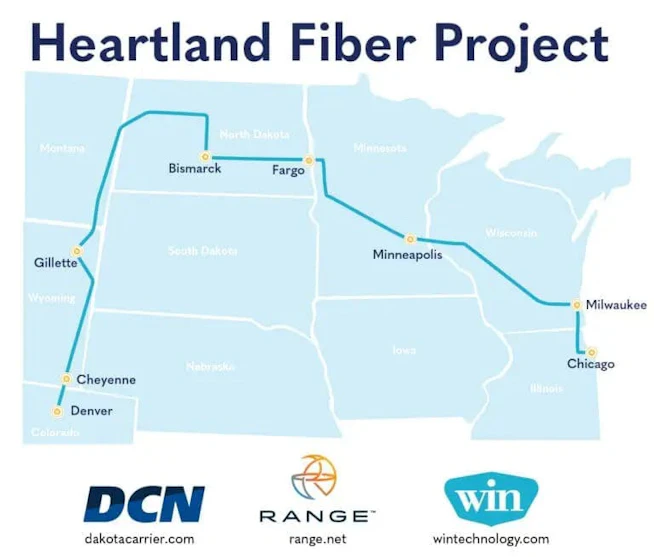 The Heartland Fiber Project will span seven states &ndash; Colorado, Wyoming, Montana, North Dakota, Minnesota, Wisconsin, and Illinois.